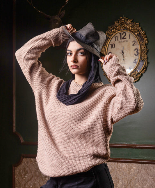 A Ribbed Knit Sweater